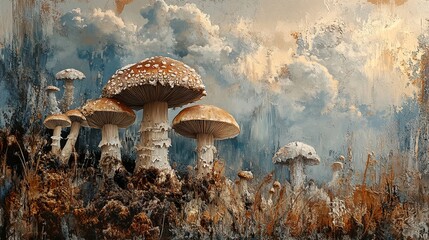 Canvas Print - Enchanted Forest: A Close-Up of Mushrooms