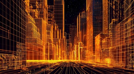 Futuristic Cityscape Merging Past and Future Designs