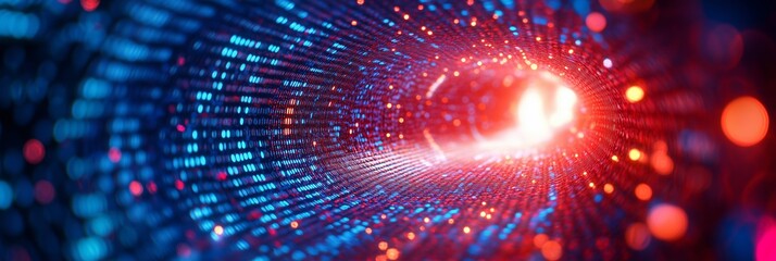 Wall Mural - abstract red and blue digital binary code 1 and 0 digital info tech science data background showing 
