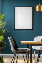 Canvas Print - A picture frame on a bright, modern wall in a conference room, with chairs, a conference table, and presentation materials nearby