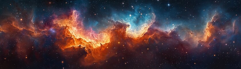 Wall Mural - Stunning Cosmic Nebula with Vibrant Colors and Starry Background in Deep Space Captured in High Resolution