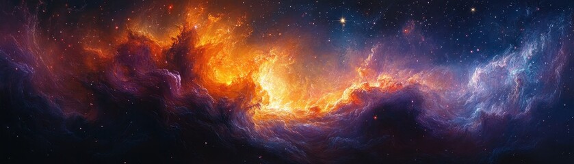 Wall Mural - Stunning Cosmic Nebula with Vibrant Colors and Stars in Deep Space Captured in High Resolution for Astronomy and Science Enthusiasts