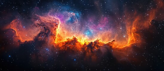 Wall Mural - Stunning Cosmic Nebula with Vibrant Colors and Stars in Deep Space Captured in High Resolution for Astronomy and Science Enthusiasts
