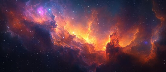Stunning Cosmic Nebula with Vibrant Colors and Starry Background in Deep Space Captured in High Resolution for Astronomy Enthusiasts