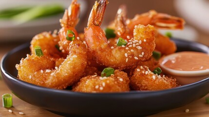 A modern appetizer presentation showcasing crispy shrimp