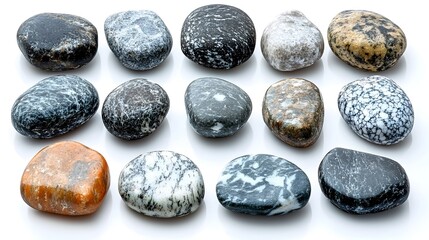 Aufkleber - Assortment of Weathered Rocks and Pebbles in Earthy Tones,Forming a Minimalist and Serene Backdrop for Design and Nature Concepts.