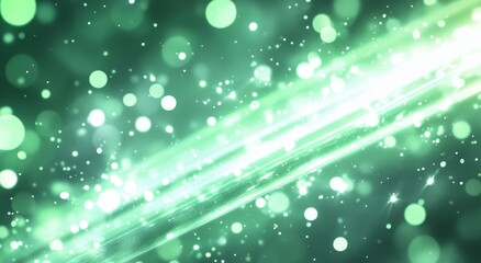 Wall Mural - defocused green lights sparkle background. generative ai technology.