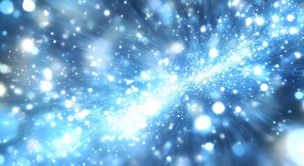 Wall Mural - sunburst blue christmas glitter lights sparkle background. generative ai technology.