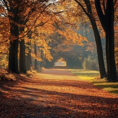 Poster - A path through a forest with trees on either side