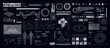 © SergeyBitos - Sci-fi HUD, GUI for games. Futuristic user interface in cyberpunk style for UI, UX and gaming projects. Hi-tech interface elements - 3D shapes, human body, charts, graph, frames, UI, HUD. Vector set