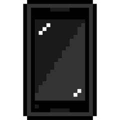 Wall Mural - スマートフォン2 ブラックドット絵 8bit (.ai) - pixel art smart phone 2 black