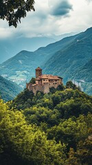 Wall Mural - The medieval castle of Fenestrelle overlooking the beautiful Susa Valley in Piedmont surrounded by lush greenery and dramatic mountains