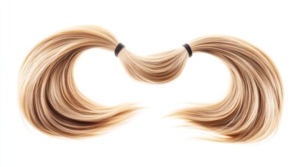 Close-up shot of a pair of long blonde hair against a white background