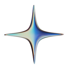 Wall Mural - holographic chrome element in y2k style. 3d abstract futuristic star. vector shapes