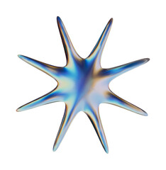 Wall Mural - holographic chrome element in y2k style. 3d abstract futuristic star. vector shapes