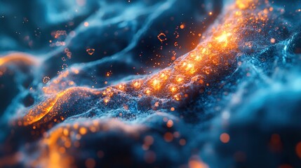 Wall Mural - abstract glowing texture: blue and orange cosmic energy