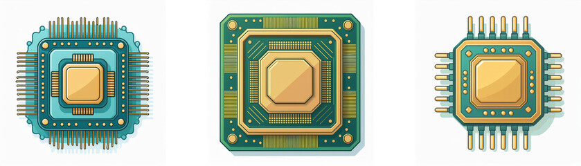 Poster - Three different representations of a computer processor.