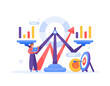 © Papcut design  - benchmarking concept. weighing and comparing business data. analyzing business performance and development. illustration of a businessman with scales. flat style design. elements