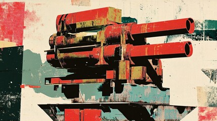 Industrial Grunge: Abstract Machinery in Retro Design