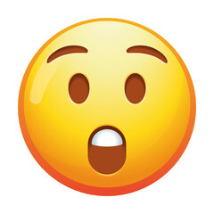 an astonished emoji face with wide eyes and an open mouth, expressing shock or amazement in bright y