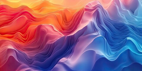 Wall Mural - Modern 3D background featuring abstract topography, with elements of terrain, waves, and light creating a visually rich and dynamic landscape.