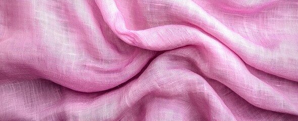 Wall Mural - Soft pink fabric texture with delicate folds and fine woven pattern Generative AI