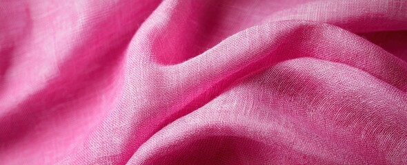 Wall Mural - Soft pink fabric texture with delicate folds and fine woven pattern Generative AI