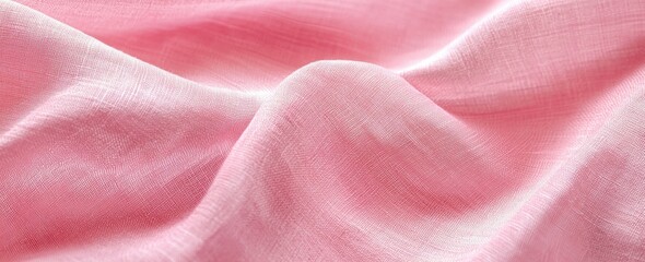 Wall Mural - Soft pink fabric texture with delicate folds and fine woven pattern Generative AI