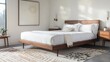 © Parveen - A serene bedroom exhibiting a sleek walnut platform bed with crisp white linens