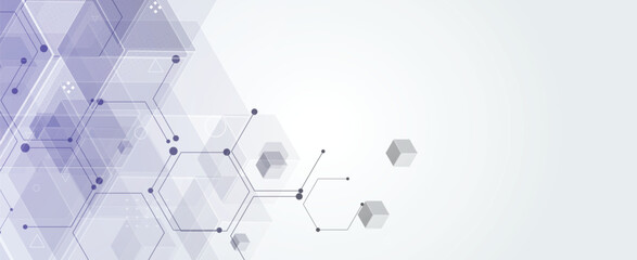 Aufkleber - Abstract modern science or technology background with hexagon elements