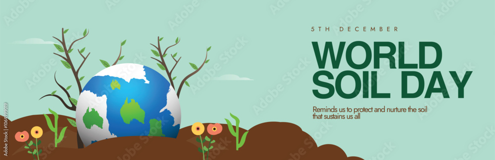 World Soil day. 5th December Soil day cover banner, post with earth ...