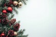 © Ева Поликарпова - A close-up shot of a Christmas tree decorated with pine cones and ornaments, perfect for holiday-themed designs