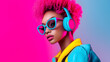 © Oksana_Latysheva - Beautiful African girl with neon bright color hair and glasses fashion shot