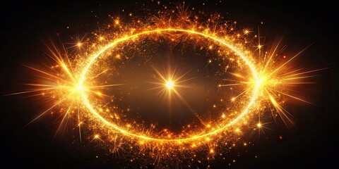 Wall Mural - Bright flying sparks of particles, spinning in a circle, follow the flashing star , sparks, particles, bright, flying, spinning
