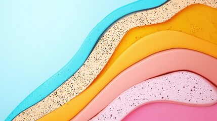 Colorful layered shapes on a light background for creative designs.