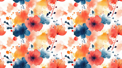 Handdrawn seamless pattern featuring vibrant watercolor elements perfect for textile design and home decor