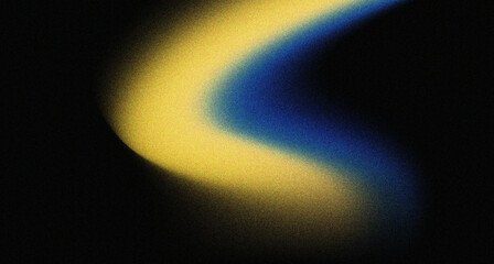 Wall Mural - Abstract blue and yellow wave on black background banner curve element with space for text  design, overlapping layers.