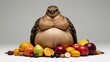 © Pixel Matrix - Morbidly obese bird depicted amidst a lavish feast of fruits  nuts