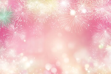 Poster - Soft pink pastel fireworks and shimmering sparkles for modern festive decoration : Generative AI