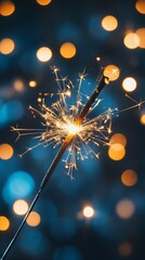Poster - New Year Celebration Sparkler with Glowing Bokeh and Vibrant Colors : Generative AI