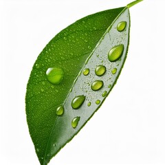 citrus lemon leaf with drops isolated on white background