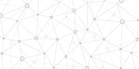 Aufkleber - Abstract geometric background with connecting dots and lines with low poly triangle shapes. Polygonal Mesh Background Vector design digital technology concept Global network connection data structure.