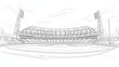 © Nicat - Line drawing of a cricket stadium, ideal for posters or vector art focusing on sports architecture.