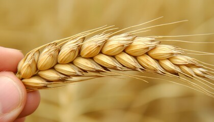 Wall Mural - Golden Wheat Ear, Close-Up Harvest Time in Field. Agriculture and Food Production Concept.