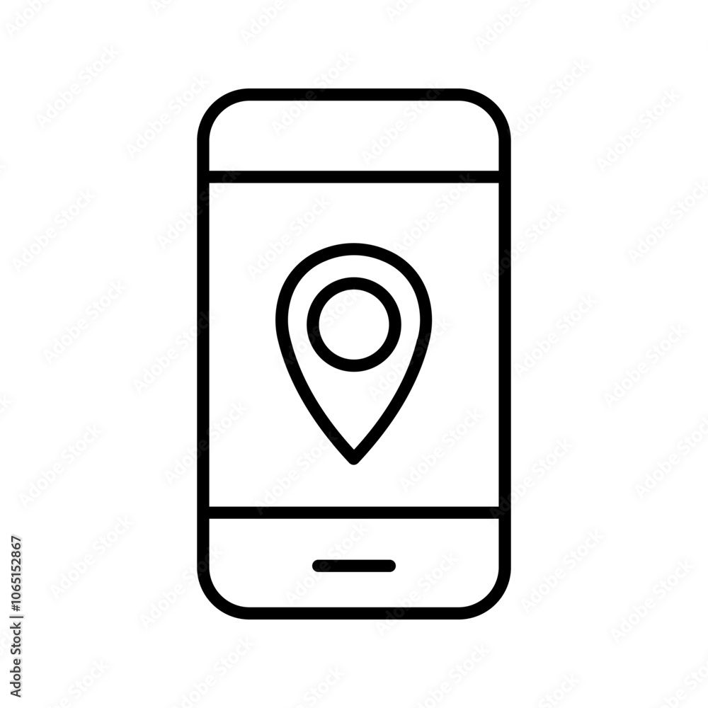 Smartphone Map App with GPS Navigation and Red Marker Pin Point on ...