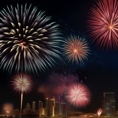 Canvas Print - fireworks over the city