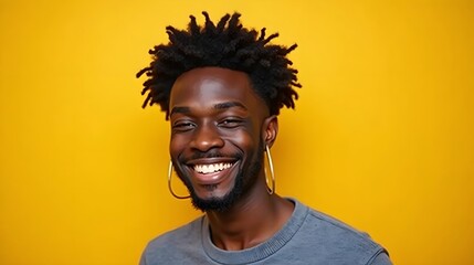 Poster - man person emotion black american portrait african confident happy smiling young smile