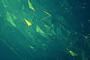 An abstract green polygon conference or wallpaper background that presents a unique and modern look.  The green polygons are intricately designed and create an interesting visual pattern.  