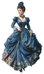 Wall Mural - PNG A victorian woman in blue dress costume fashion vintage.