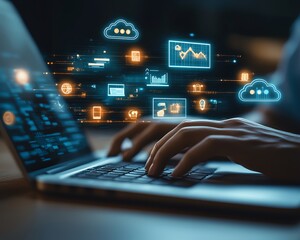 Aufkleber - A person typing on their laptop